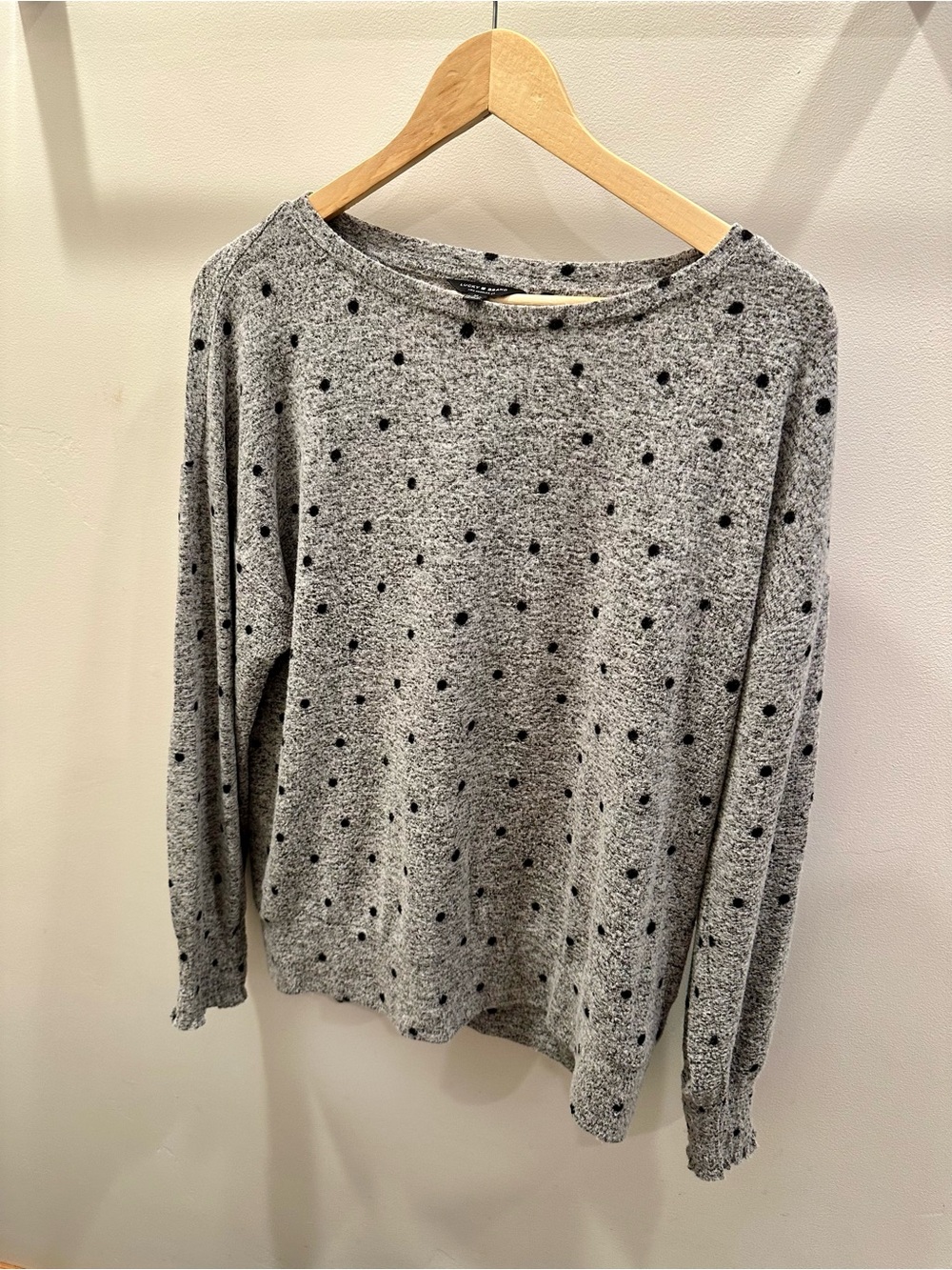 Cozy Gray Polka-Dot Long Sleeve Women's Top